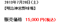 2013年7月20日（土）【明治神宮野球場】販売価格15,000円（税込）