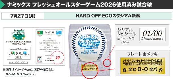 ナミックス フレッシュオールスターゲーム2026 使用済み試合球再抽選
