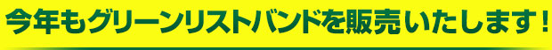 今年もグリーンリストバンドを販売いたします！